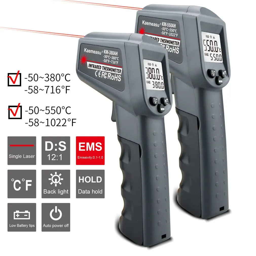 

Digital Pyrometer Infrared Thermometer -50~1600 Degree Single/Double Laser Non-Contact Thermometro Gun High Temperature