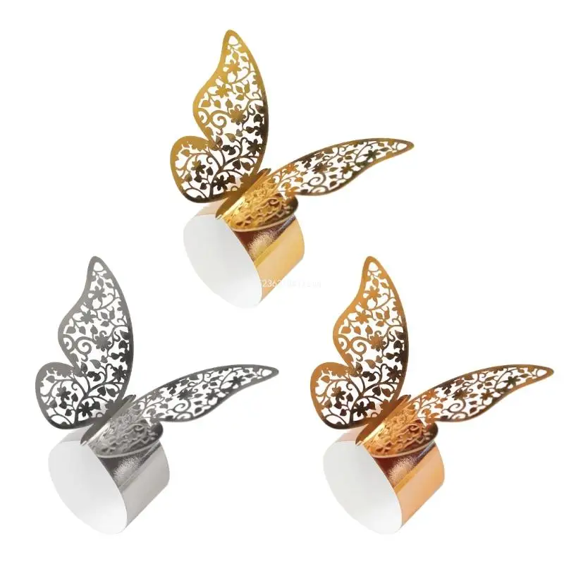 

50Pieces Butterfly Shape Paper Napkin Holder Table Decoration Napkin Rings Dropship