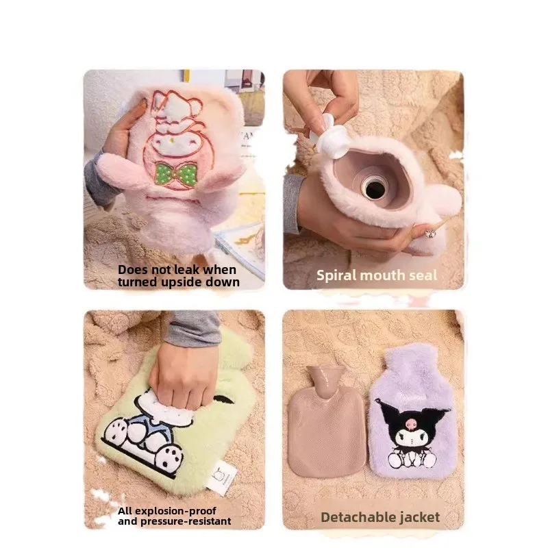Sanrio бутылка для горячей воды Cinnamoroll мультфильм милая плюшевая грелка рук