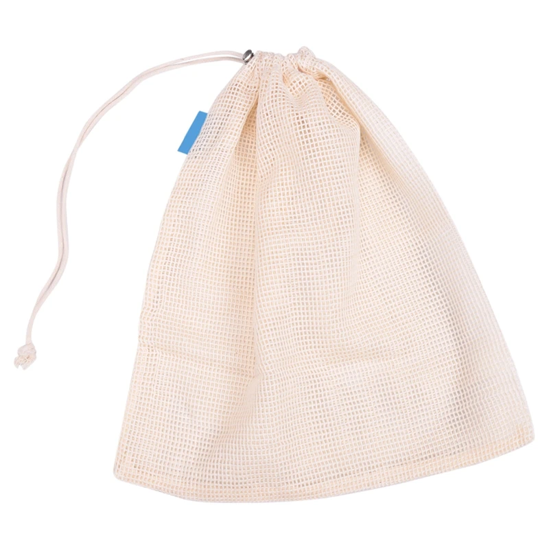 

Многоразовые продуктовые сумки, сетчатые пакеты для овощей из органического хлопка, моющиеся прочные пакеты для переработки с кулиской, для Stora