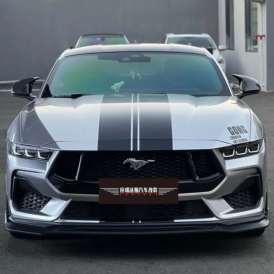 Фото Матовый черный передний разделитель для Ford Mustang Dark Horse S650 2.3T EcoBoost 2024, передний разделитель подбородка, автомобильные аксессуары, комплекты кузова №2
