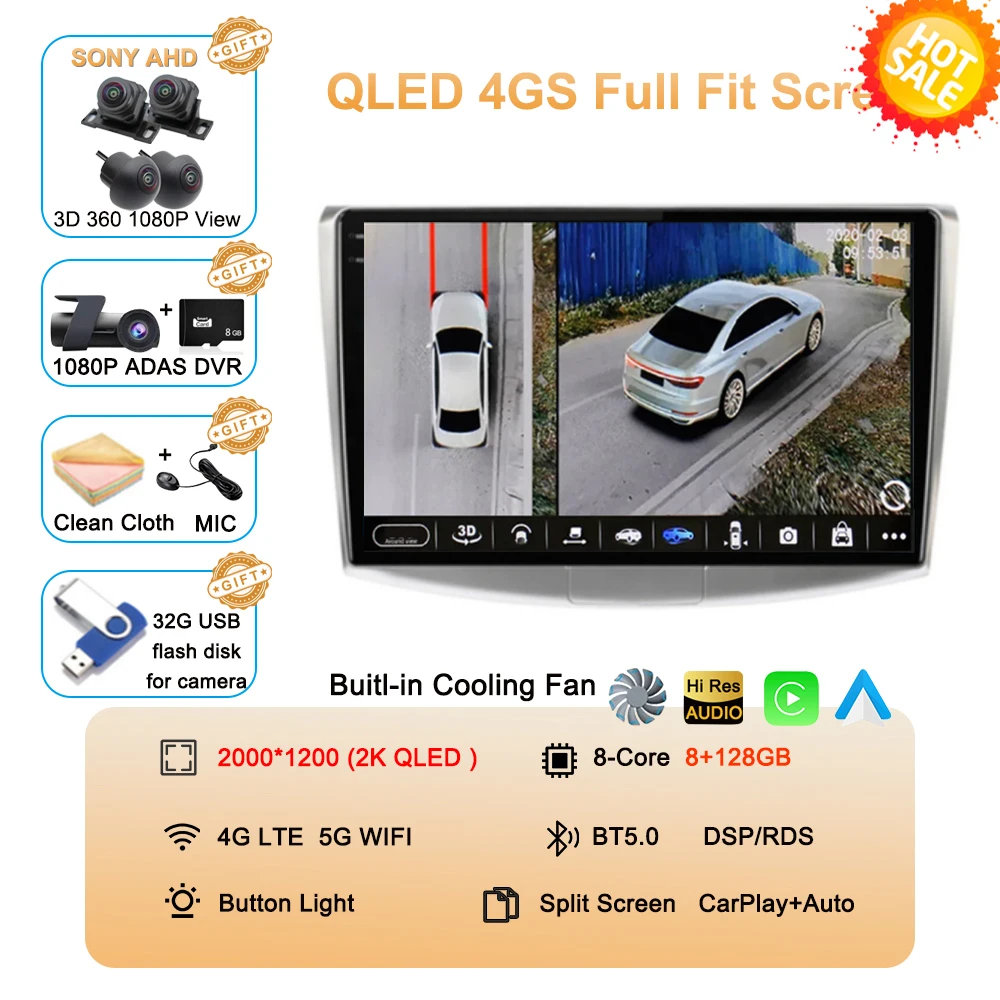 

Мультимедийный плеер Android 15 для Volkswagen VW Passat B6 B7 CC 2007-2016 Carplay Auto GPS Автомагнитола 4G + WIFI QLED 2din 360 Камера