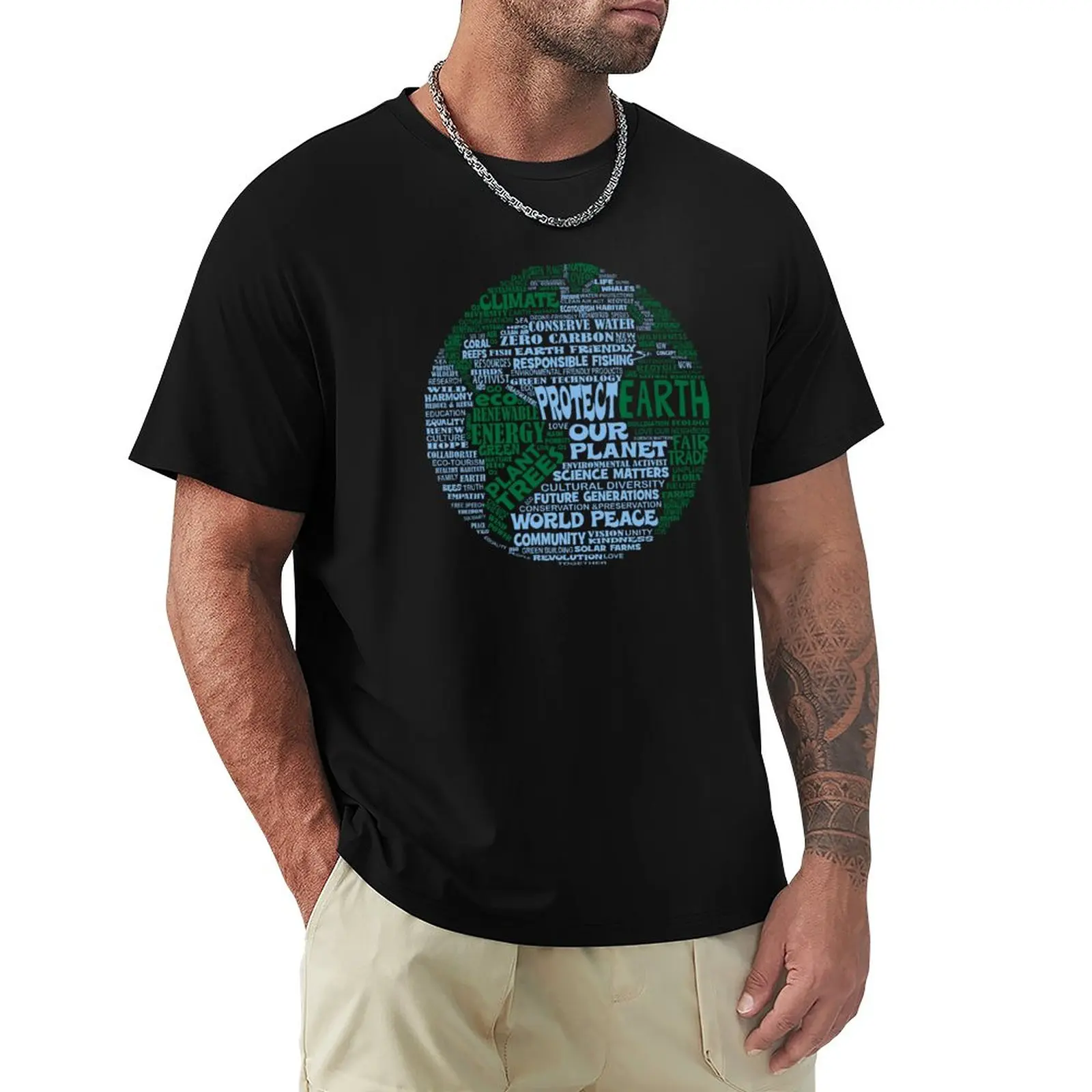 

Protect Earth - Blue Green Words For Earth T-Shirt Kawaii Clothes Tops Mens Graphic t-shirts Funny