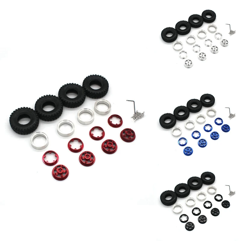 Комплект металлических резиновых шин для осевого колеса SCX24 Traxxas TRX4M FMS 1 0 1/18 RC 4 шт.