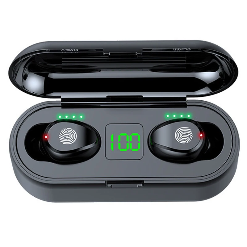 

F9 TWS Wireless Bluetooth Earphone Headphone Sport Touch Mini Earbuds Stereo Bass Headset with 2000mAh Charging Case Power Bank