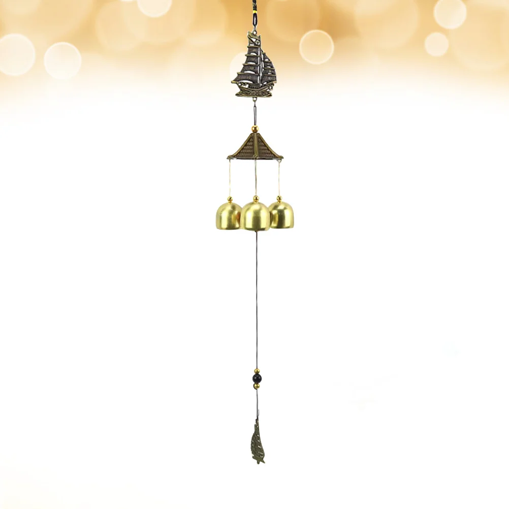 

25 x 8.5cm Alloy Bronze Wind Chime Bless Hanging Pendant Household Decoration Pendant for Home Garden Hotel Gray
