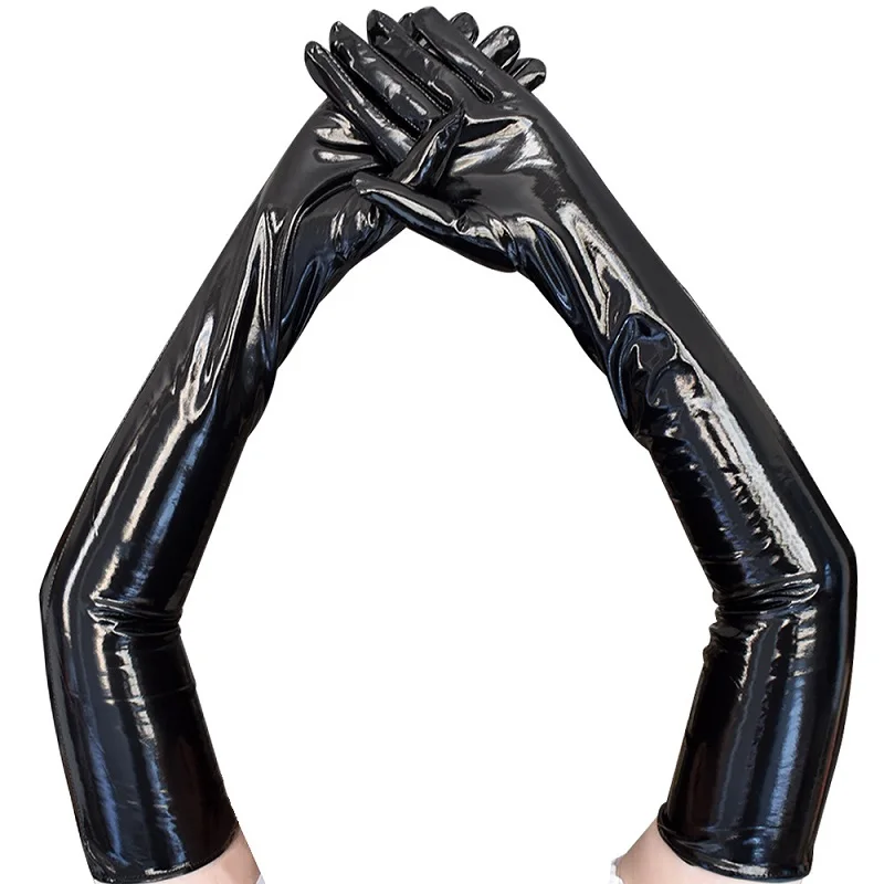 

New Women's Long Gloves Black Glove Women Elegant Adult Sexy Disguise Wet Look Clubwear Dance Catsuit Cosplay Accessory Mittens