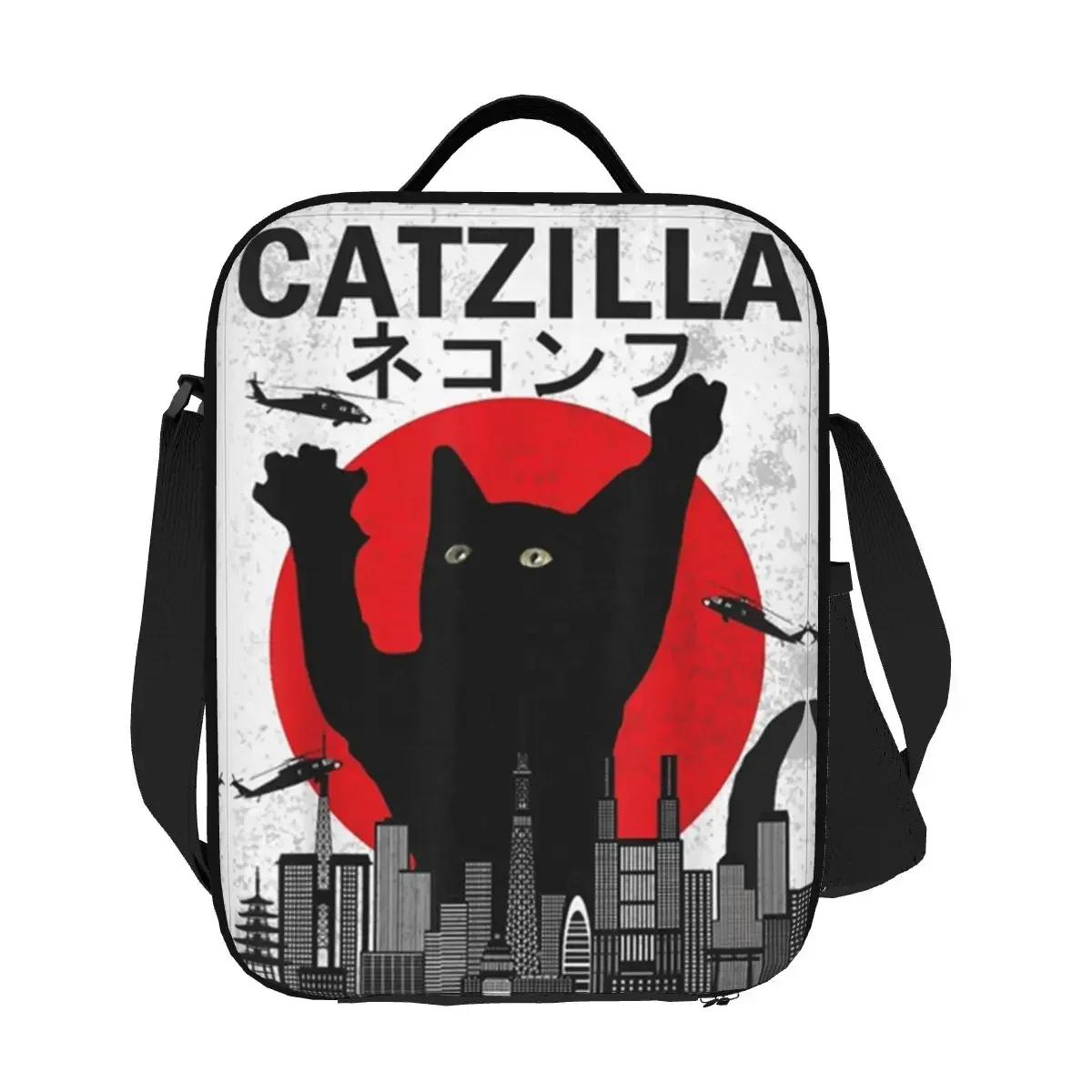 Изолированная сумка для обеда Catzilla японский стиль заката подарок любителей