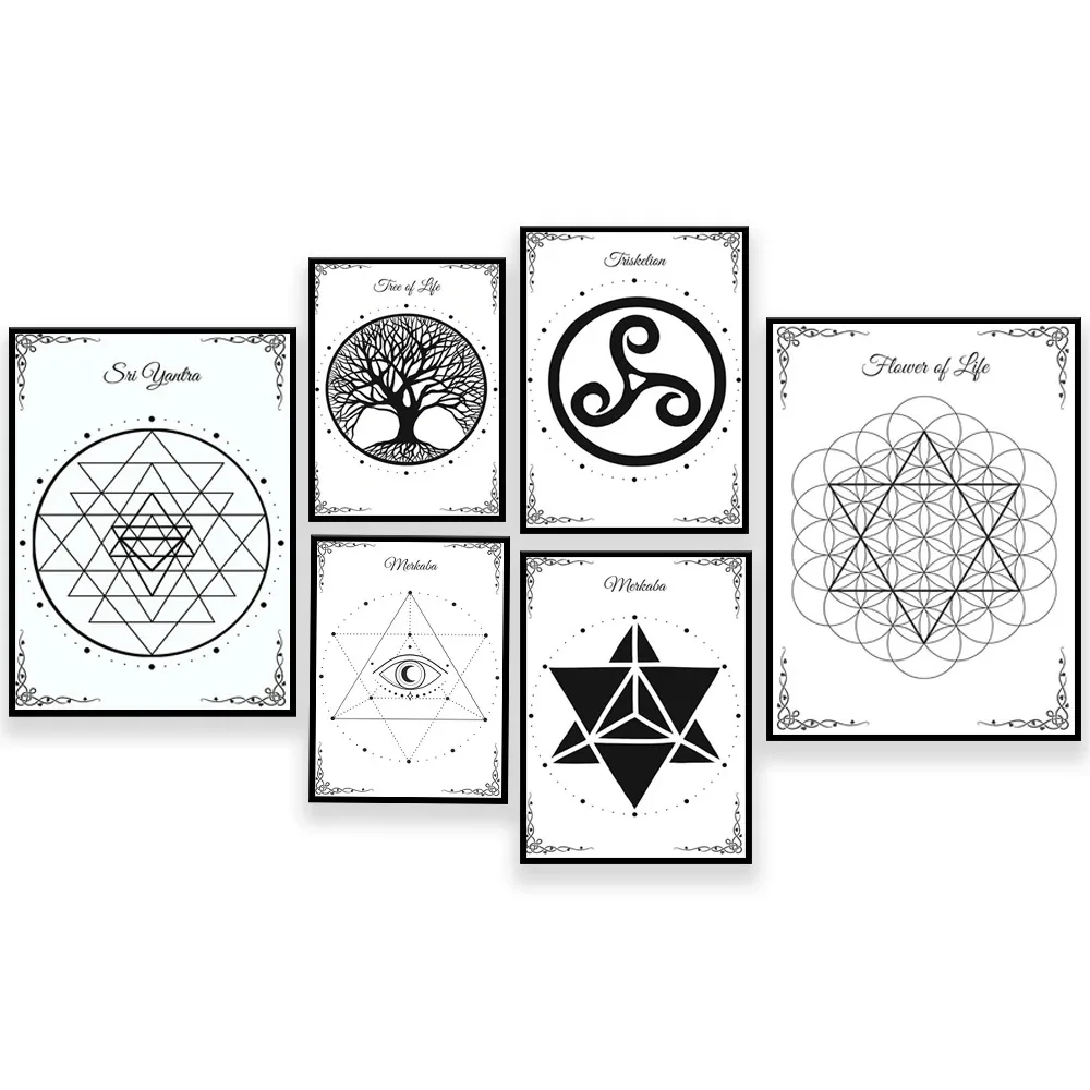 Принты сакральной геометрии — Меркаба Шри Яантра Трискелион Куб Метатрона Древо
