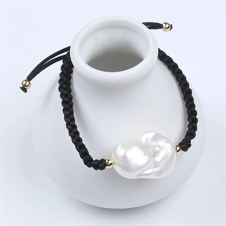 

Handmade Real Pearl Big baroque Shape Adjustable Charm Bracelet for Ladies and Women