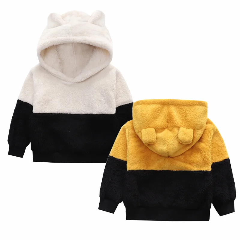 

Autumn Winter Baby Girl Boy Hoodie Kids Clothes Fur Hoodies Kid Coat Hooded Thicke Fleece Sweatshirt Children Snow Outfits