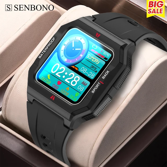 SENBONO Smart Watch Bluetooth 5.0 IPS Display IP68 Waterproof 170MAH Long Battery Life Custom Dial Watch For Android IOS Phone 1