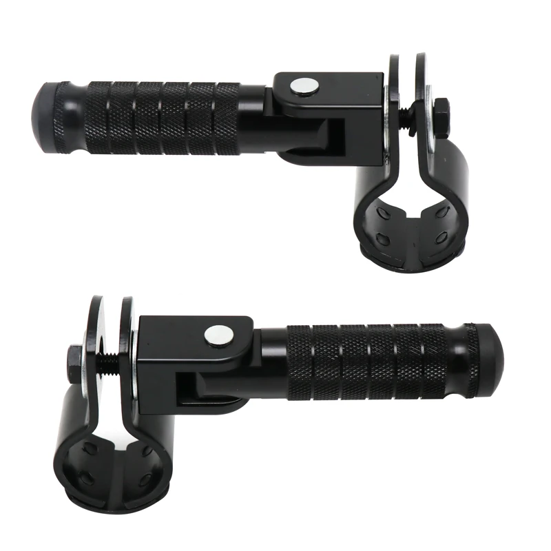 

ZSDTRP 1Pair M8 Universal CNC Aluminum Motorcycle Folded Footrest Footpeg For ATV UTV Vehicles Mopeds Karts Scooters