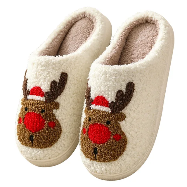 Cute Women Men Winter Slippers Elk Cotton House Fur Plush Slides Bedroom  Ladies Female Plush Autumn Floor Shoes Merry Christmas - купить по выгодной  цене | AliExpress