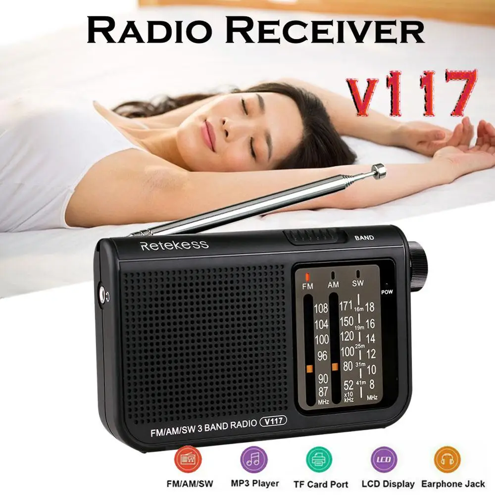 V117 3 диапазона радио портативный AM FM Небольшой Аварийный транзистор приемник