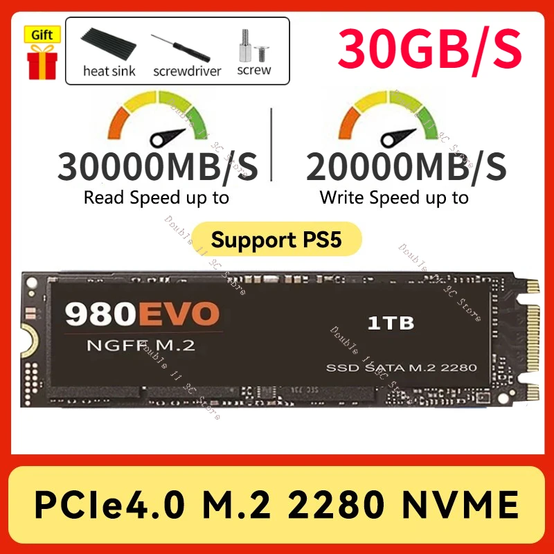 

SSD 512gb 1tb 2tb 4tb 30000MB/S SSD M2 NVMe PCIe 4.0 X4 M.2 2280 NVMe Drive Internal Solid State Disk for PS5 Desktop