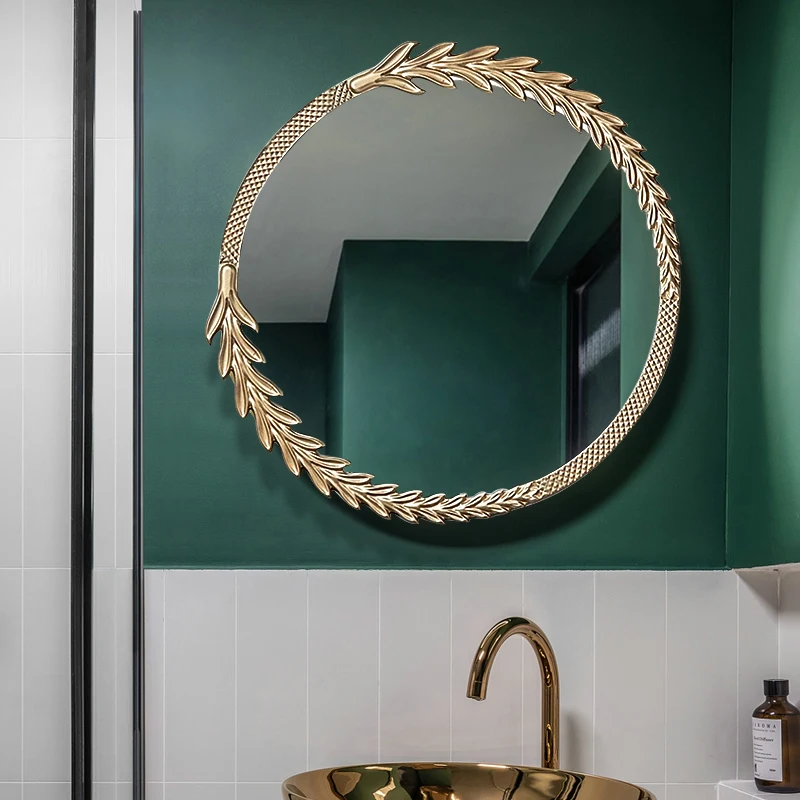 

Декоративное зеркало в стиле ретро для ванной комнаты, большое настенное круглое зеркало в эстетическом стиле для макияжа, туалета, комнатное украшение ZSJ