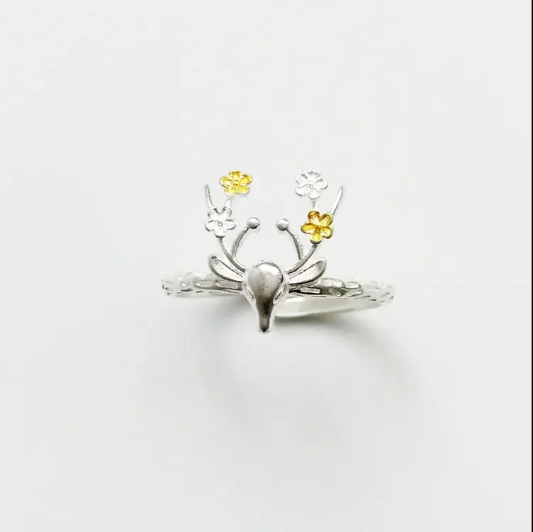 

Vintage Fashion Personality Deer Horn Ring Unisex Open Ring Banquet Jewelry Accessories Gift