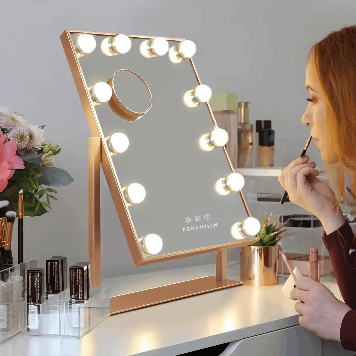 

Vanity Mirror with Lights Makeup Mirror with Lights 12 Dimmable Bulbs Hollywood Lighted Makeup Mirror 3 Color Lighting Modes