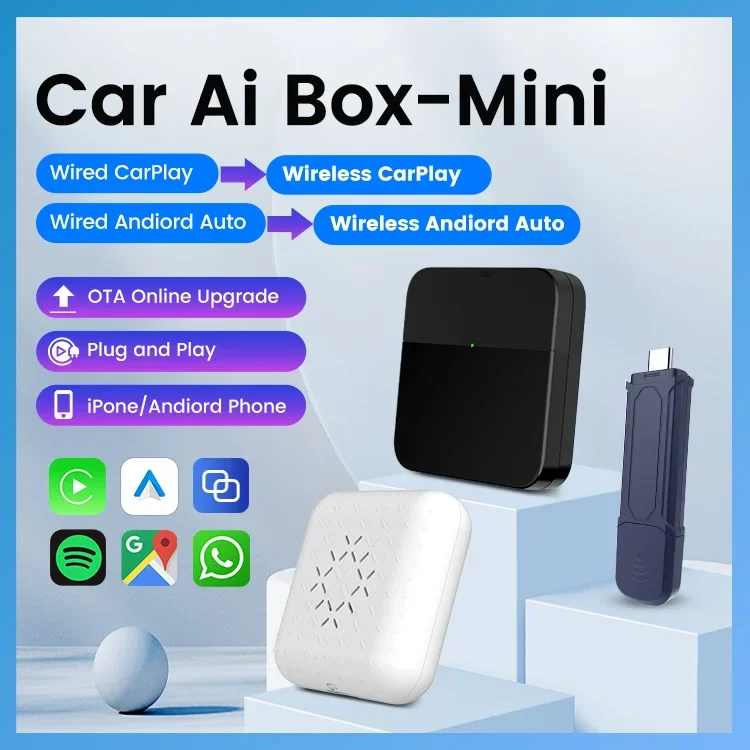 Фото Потоковое устройство Ai Box Smart Car Drive Беспроводные видео Музыкальный автомобильный воспроизведение Box Wi-Fi6 Автомобильный воспроизведение Android Авто USB-адаптер Carplay для №5
