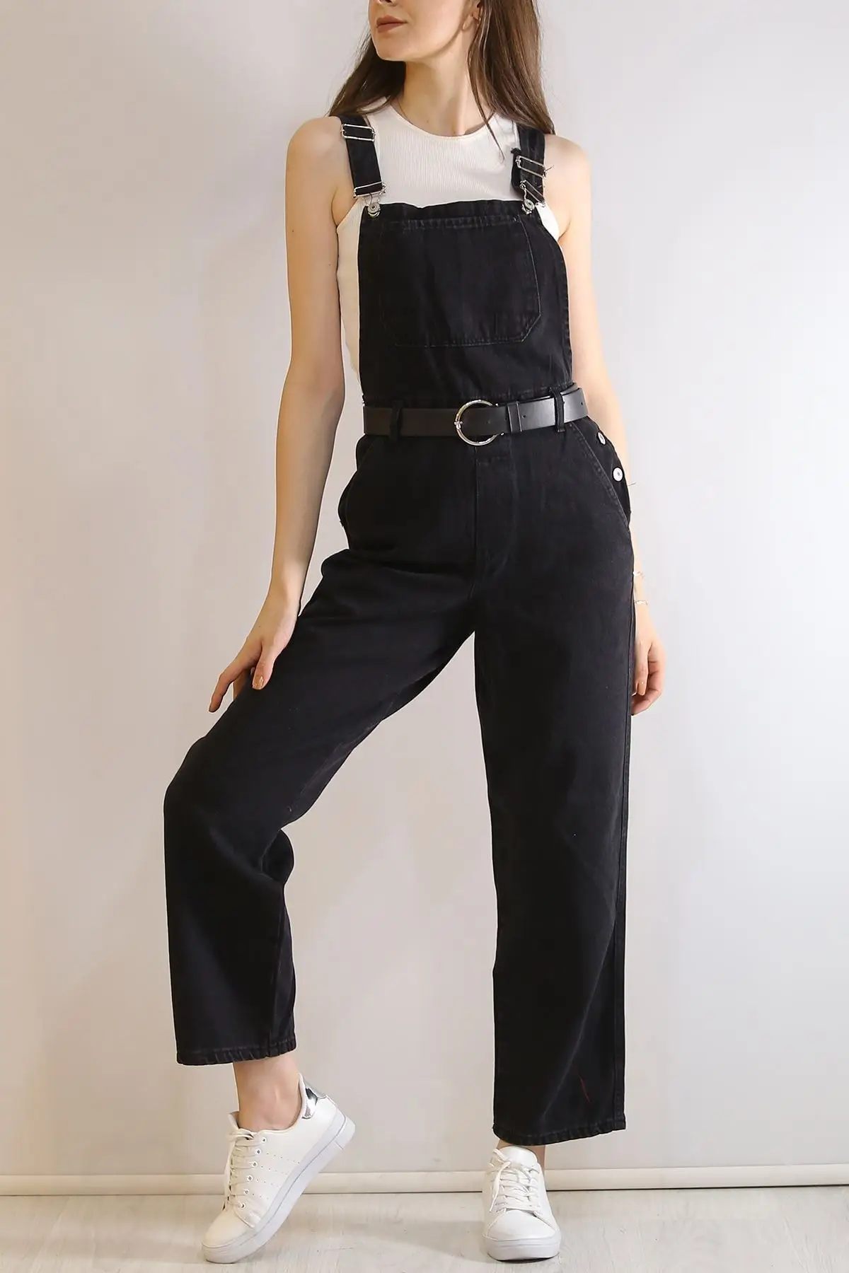 

Женский джинсовый комбинезон, дымчатый комбинезон, стильный качественный тканевый мешковатый брючный комбинезон без рукавов, повседневны...