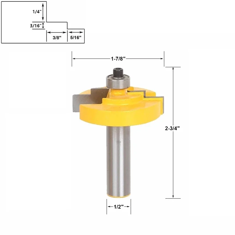 

1pc 12mm 1/2" Shank Picture Frame Stepped Rabbet Molding Router Bit Carbide Tipped Milling Cutter for Wood Cutting