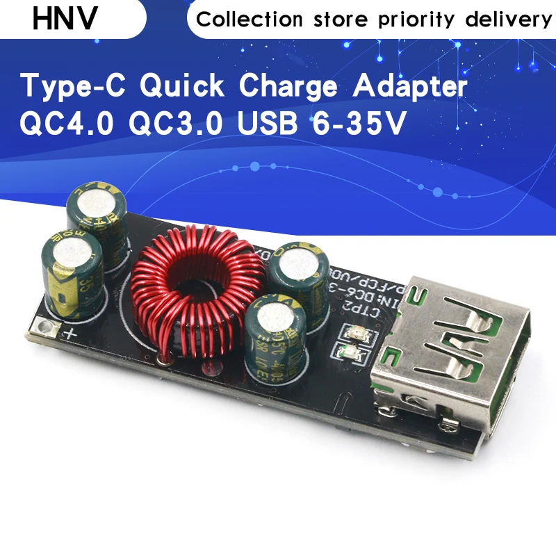 

Адаптер быстрой зарядки QC4.0 QC3.0 USB Type-C, понижающий модуль повышения мощности 6 -35 В для Huawei SCP/FCP Apple PD Qualcomm