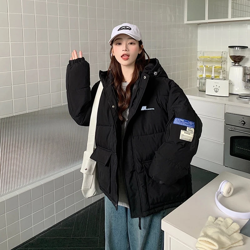 Warm Thicken Hooded Cotton Coat Loose Bread Coat Winter Jacket Women Outwear 2022 New Parkas Women Winter Cotton Padded Jacket
