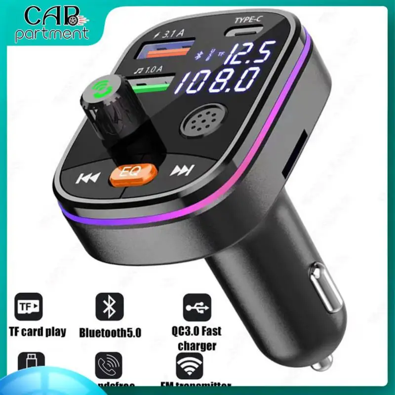 

Bluetooth 5.0 Wireless Car Kit Fm Modulator Fm Transmitter Durable Dual Display Pd 20w Car Charger Car Accessories Universal