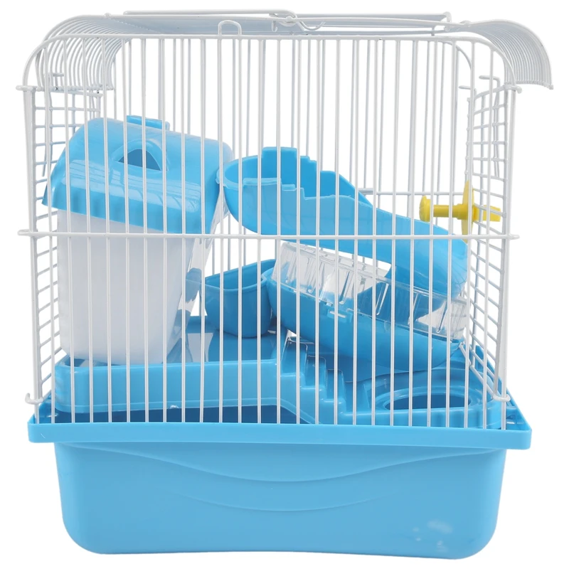 

2 Floors Storey Hamster Cage Mouse house with slide disk spinning bottle