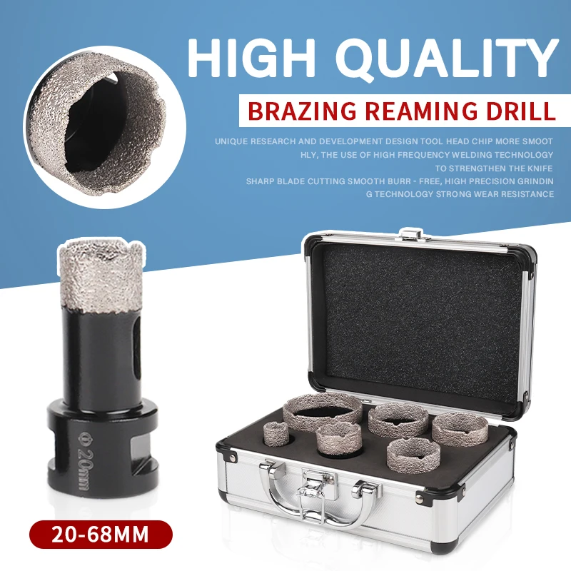 

6 Pcs M14 Thread Diamond Dry Vacuum Brazed Drilling Core Bits Set porcelain tiles crowns Drill Granite Marble Hole Saw Tools