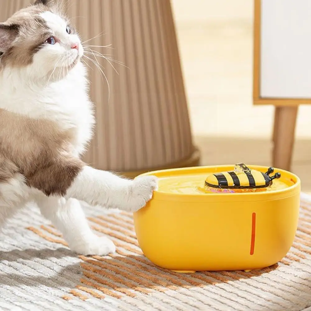 

2L Pet Cat Automatic Circulation Filter Water Dispenser Shaped Small Bowl Cat Drinking Pet Fountain Bee Supplies Pet Cat Dr G3B7