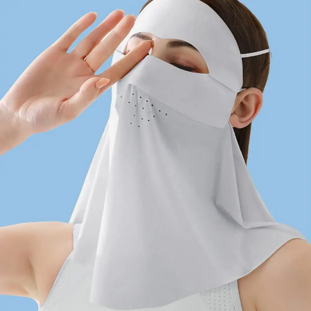 

Шаль гладкая для велоспорта, многоразовая регулируемая ледяная шаль на шею, с вырезами, защита от УФ излучения, для езды на велосипеде