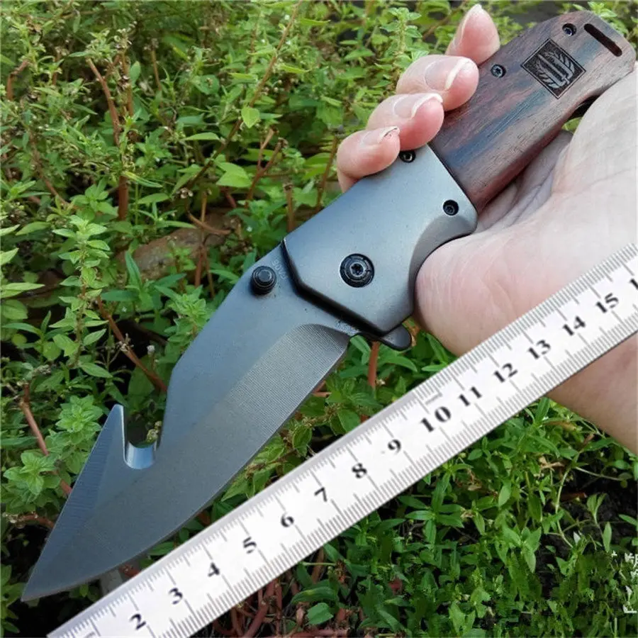 

Multifunctional Practical Tactical Folding knife Rosewood Handle 3Cr13 Blade Edc Knife Quick Opening Self-defense Tools 55HRC