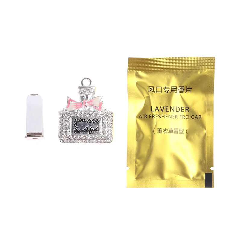 

Автомобильный освежитель воздуха, автомобильный ароматизатор с зажимом для духов, украшенный бриллиантом флакон с бантом, автомобильные аксессуары, аксессуары для интерьера, для женщин