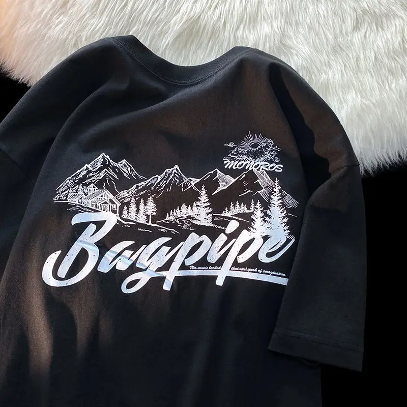 

Футболка женская с принтом в виде природного пейзажа, Повседневная модная рубашка с коротким рукавом, большие размеры 3XL, летняя одежда в Корейском стиле