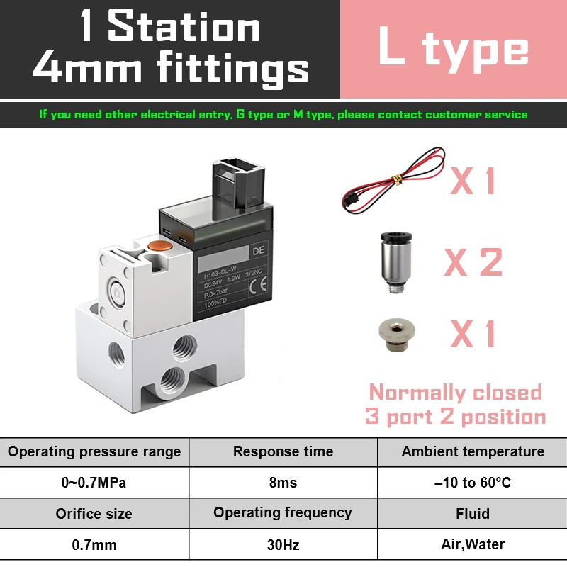 GATELN Миниатюрный электромагнитный клапан  DC24V DC12V DC6V