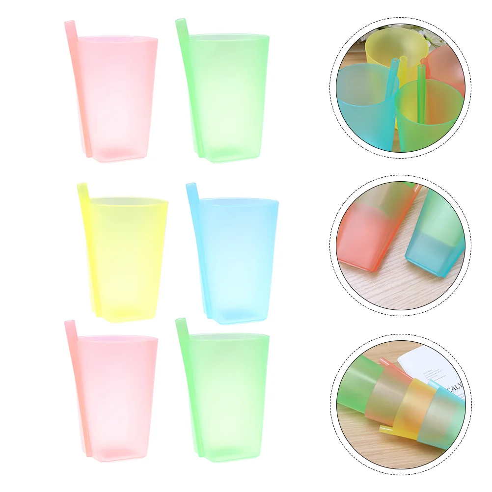 

6 Pcs Candy Sip Cups Drinking Glasses Sippy Water Feeding Built Straw Toddler Child bottle