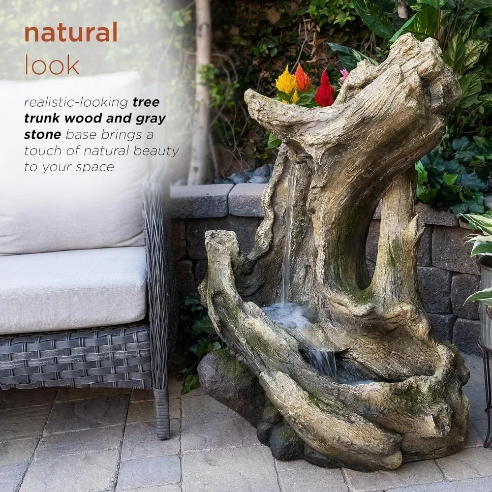 Уличный многоярусный фонтан с бревенчатым водопадом тропический водопад 41 дюйм