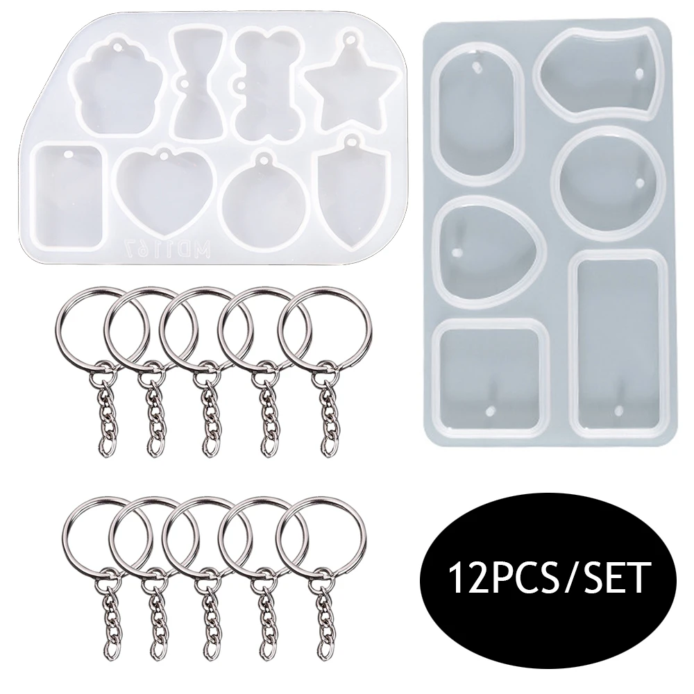 

12/18 Pcs Jewelry Pendants Making Supplies Set DIY UV Epoxy Resin Keychain Necklace Earrings Pendant Silicone Molds Accessories