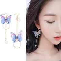 2022 new fashion butterfly dangle earrings for women elegant tassel drop earrings dreamy ear hook summer beach jewelry gift