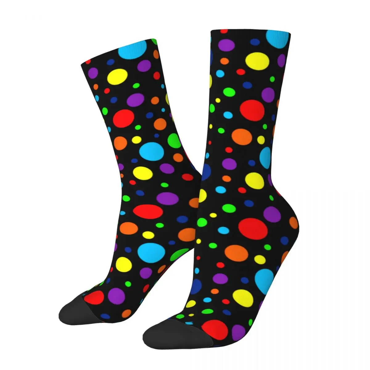 Носки с радужными пятнами, удобные домашние носки средней длины с принтом в горошек, большие повседневные носки из химического волокна для подростков