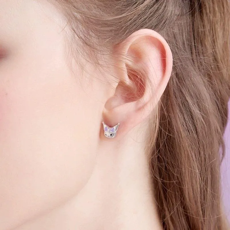 Асимметричные Серьги Sanrio Kuromi аниме серьги высокой красоты для девушек подвески с