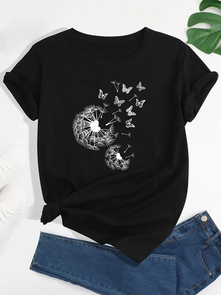 

New Dandelion Women Casual Fashion Tops Round Neck Women T-Shirts