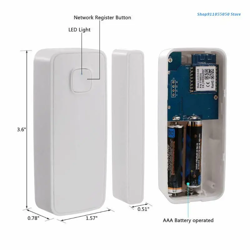 

C5AB Durable Window Door Sensor Detector WiFi Door Sensor, Smart Door Open/Closed Detectors Smart Life APP Wifi Window Sensor