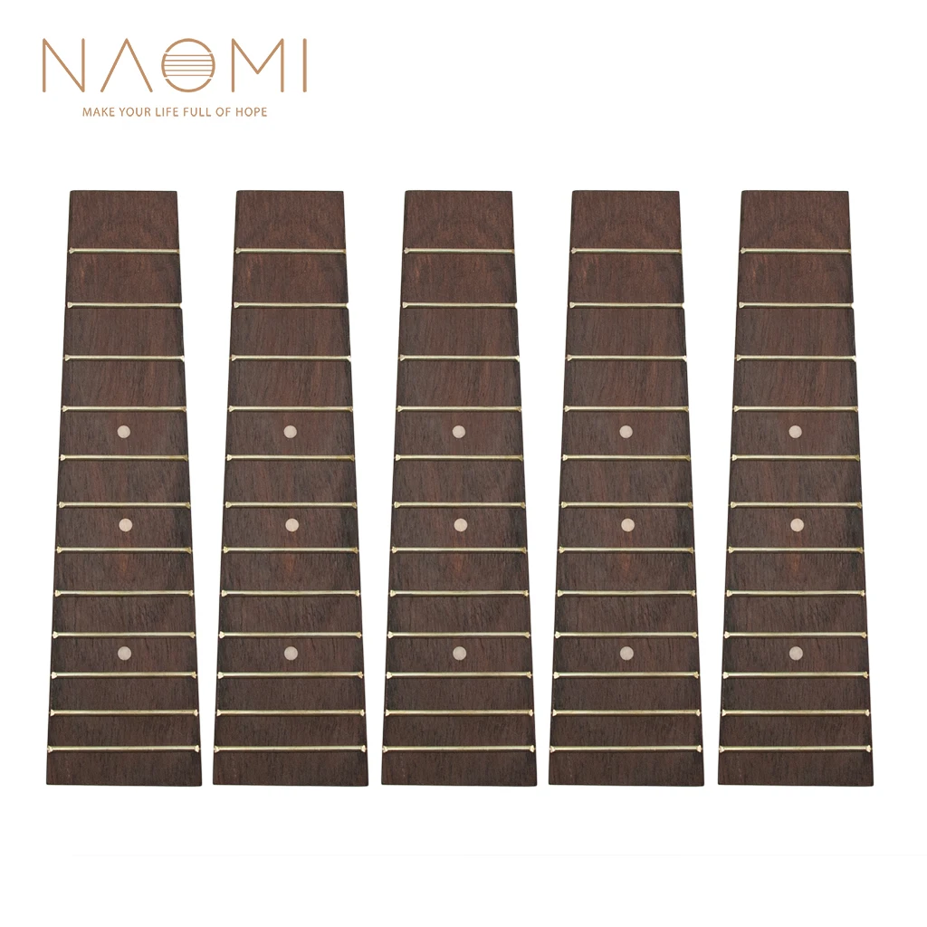 

NAOMI 5pcs Ukulele Fingerboard Rosewood Fretboard For 21 Inch Soprano Ukulele 4 String Guitar DIY Ukulele Parts