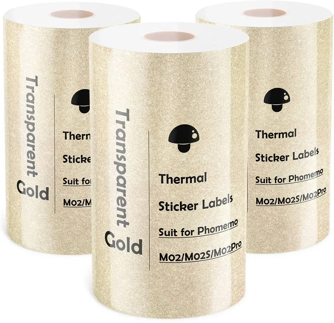 

Phomemo Photo Printer Paper Adhesive Transparent Gold Glitter Sticker 3 Rolls for Phomemo M02 M02S M02Pro Thermal Printer