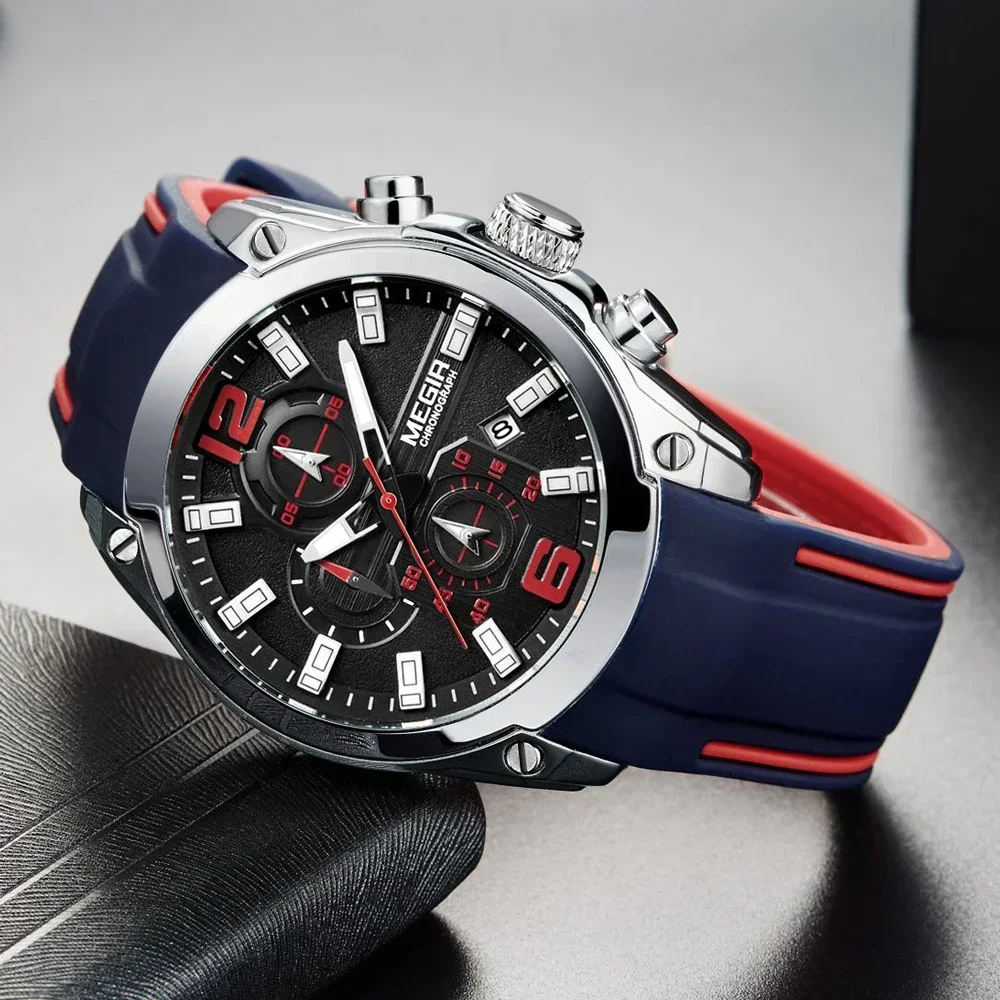 Часы MEGIR лучшие брендовые мужские часы с хронографом водонепроницаемые
