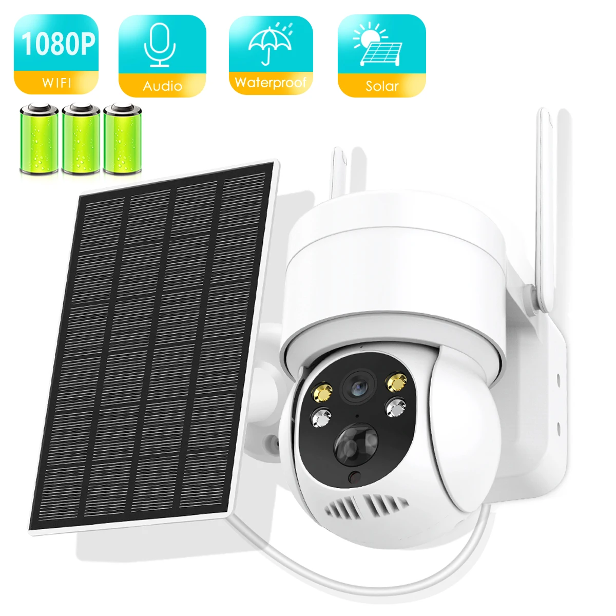 

Solar Camera Wifi Outdoor 1080P PIR Human Detection Wireless Surveillance IP Cameras With Solar Panel 7800mAh Recharge Battery