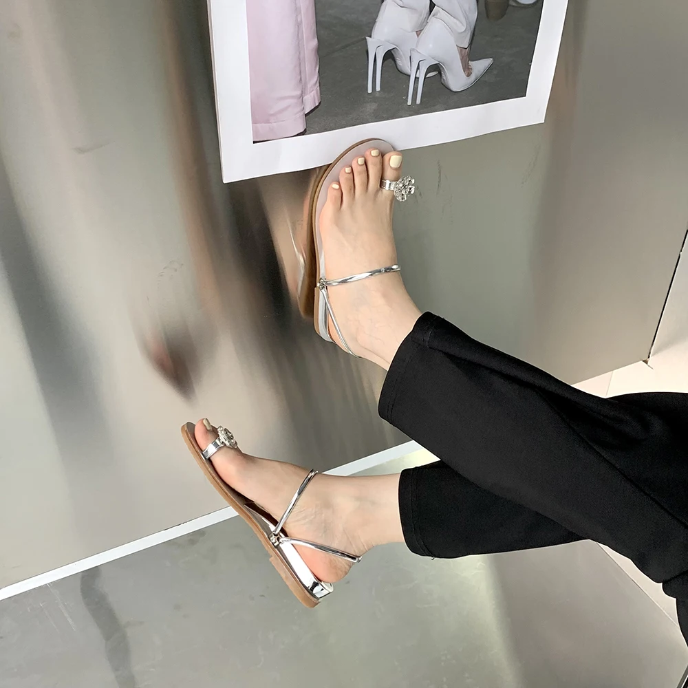 Босоножки женские с кристаллами шлепанцы летняя Уличная обувь без задника на